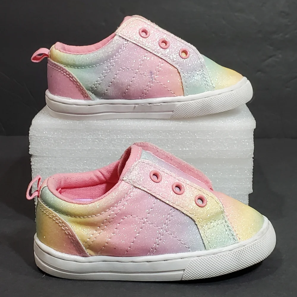 Wonder Nation Infant Laceless Multi-Color Sparkly Slip-On Casual Sneaker Size 5T